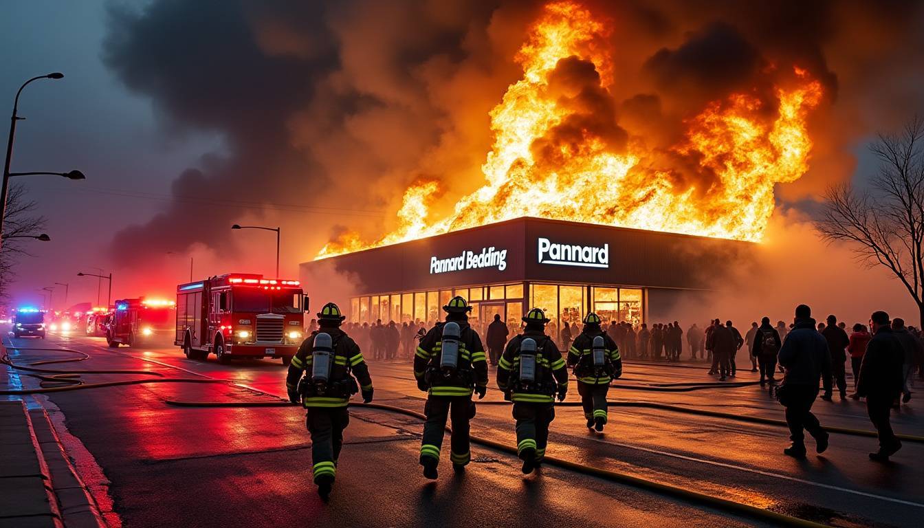 un incendie spectaculaire a éclaté au magasin pannard literie à laval, saint-berthevin. les pompiers sont rapidement intervenus sur les lieux pour maîtriser les flammes et protéger les environs. restez informés des développements de cette situation préoccupante.